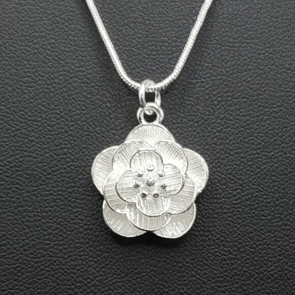 925 Sterling Silver Necklace w/ Flower Rose BOHO Anniversary Birthday Gift NEW